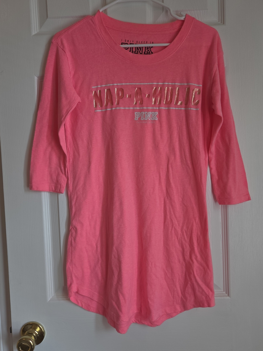 PINK Victoria's Secret Nap-A-Holic Sleep Shirt XS Hot Pink